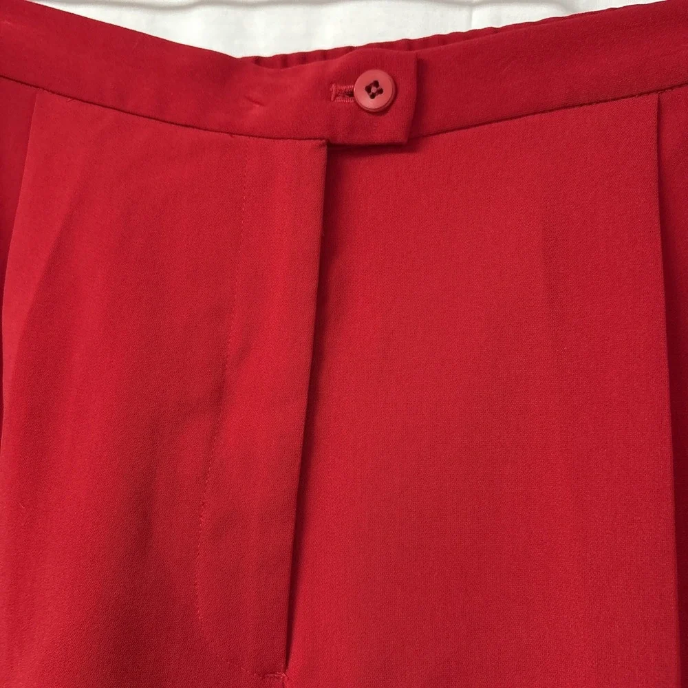 Lined Dress Pants Women Sz 20 Solid Red Pleated Front Elastic Waistbnd 40x26